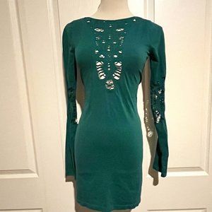 Super cute and sexy Free People Jade color bodycon mini-dress